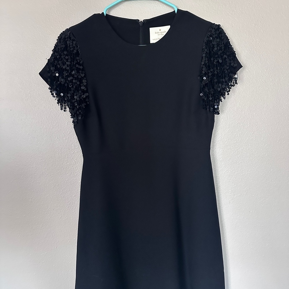 Elegant Black Dress with Sequin Sleeves